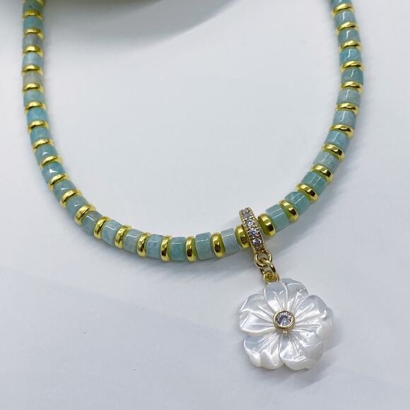 NEW FP x Luna Norte Mother Of Pearl & Amazonite Necklace - Picture 5 of 14